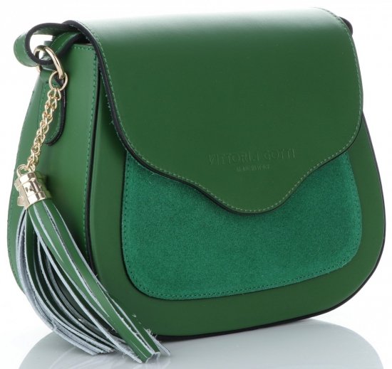 Kožené kabelka listonoška Vittoria Gotti dračia zelená V5703