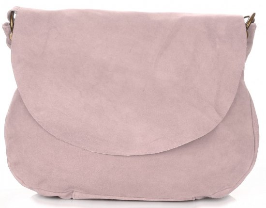 Kožené kabelka listonoška Genuine Leather púdrová ružová 1324