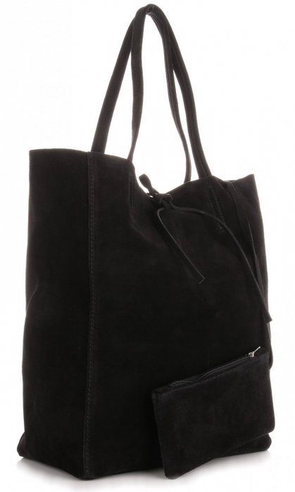 Kožené kabelka shopper bag Vera Pelle čierna 601