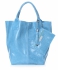 Kožené kabelka shopper bag Genuine Leather světle modrá 555