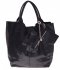 Kožené kabelka shopper bag Genuine Leather čierna 555