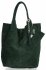 Kožené kabelka shopper bag Genuine Leather 801 fľašková zelená