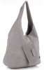 Oryginalne Torby Skórzane XL VITTORIA GOTTI Shopper Bag z Etui Jasno Szara