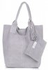 Kožené kabelka shopper bag Genuine Leather svetlo šedá 801