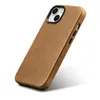 iCarer Oil Wax Premium Leather Case skórzane etui iPhone 14 Plus magnetyczne z MagSafe brązowy (WMI14220703-TN)