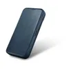 iCarer CE Oil Wax Premium Leather Folio Case skórzane etui iPhone 14 Pro Max z klapką magnetyczne MagSafe niebieski (AKI14220708