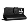 iCarer Oil Wax Wallet Case 2in1 etui iPhone 14 Pro skórzany pokrowiec z klapką Anti-RFID czarny (WMI14220722-BK)