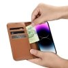 iCarer Wallet Case 2in1 etui iPhone 14 Pro skórzany pokrowiec z klapką Anti-RFID brązowy (WMI14220726-BN)