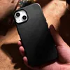 iCarer Case Leather pokrowiec etui z naturalnej skóry do iPhone 14 Plus czarny (kompatybilne z MagSafe)