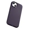 iCarer Case Leather pokrowiec etui z naturalnej skóry do iPhone 14 Plus ciemnofioletowy (kompatybilne z MagSafe)