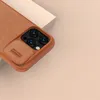 Nillkin Qin Leather Pro Case etui iPhone 14 Pro osłona na aparat kabura pokrowiec obudowa z klapką brązowy