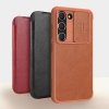 Nillkin Qin Leather Pro Case etui Samsung Galaxy S23+ pokrowiec z klapką osłona na aparat brązowe