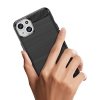 Elastyczne etui wzór karbon do iPhone 15 Plus Carbon Case - niebieskie