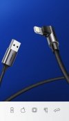 Ugreen kątowy kabel przewód USB - Lightning MFI 1m 2,4A czarny (60521)