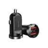 Joyroom C-A09 Mini szybka ładowarka samochodowa 2x USB 30W Quick Charge, SCP, PD, AFC czarny