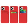 Card Case silikonowe etui portfel z kieszonką na kartę dokumenty do iPhone 11 Pro Max czerwony