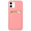 Card Case silikonowe etui portfel z kieszonką na kartę dokumenty do Samsung Galaxy A42 5G różowy
