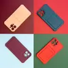 Card Armor Case etui pokrowiec do iPhone 12 Pro Max portfel na kartę silikonowe pancerne etui Air Bag czerwony
