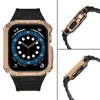 Pasek z etui ochronnym Protect Strap Band do Apple Watch 38 / 40 / 41 mm opaska obudowa pancerna - czarny, różowe złoto