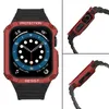 Pasek z etui ochronnym Protect Strap Band do Apple Watch 42 / 44 / 45 mm opaska obudowa pancerna - czarny, czerwony