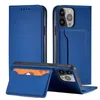 Magnet Card Case etui do iPhone 13 Pro Max pokrowiec portfel na karty kartę podstawka niebieski