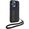 BMW BMHCP15L23RMRLK iPhone 15 Pro 6.1 czarny/black hardcase Signature Leather Wordmark Cord