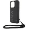 BMW BMHCP15L23RMRLK iPhone 15 Pro 6.1 czarny/black hardcase Signature Leather Wordmark Cord