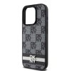 DKNY DKHCP15LPCPTSSK iPhone 15 Pro6.1 czarny/black hardcase Leather Checkered Mono Pattern & Printed Stripes