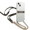 Guess GUHCP13SKC4GBGO iPhone 13 mini5,4 Transparent hardcase 4G Brown Strap Gold Chain