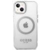 Guess GUHMP14MHTRMS iPhone 14 Plus / 15 Plus 6.7 srebrny/silver hard case Metal Outline Magsafe
