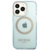Guess GUHMP13XHTCMB iPhone 13 Pro Max6,7 niebieski/blue hard case Gold Outline Translucent MagSafe