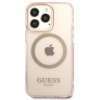 Guess GUHMP13LHTCMP iPhone 13 Pro / 13 6,1 różowy/pink hard case Gold Outline Translucent MagSafe