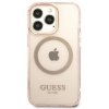 Guess GUHMP13XHTCMP iPhone 13 Pro Max 6,7 różowy/pink hard case Gold Outline Translucent MagSafe