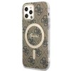 Zestaw Guess GUBPP12MH4EACSW Case+ Charger iPhone 12/12 Pro brązowy/brown hard case 4G Print MagSafe