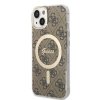 Zestaw Guess GUBPP14MH4EACSW Case+ Charger iPhone 14 Plus / 15 Plus 6.7 brązowy/brown hard case 4G Print MagSafe