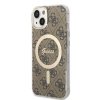 Zestaw Guess GUBPP14MH4EACSW Case+ Charger iPhone 14 Plus / 15 Plus 6.7 brązowy/brown hard case 4G Print MagSafe