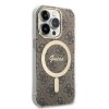 Zestaw Guess GUBPP14LH4EACSW Case+ Charger iPhone 14 Pro 6,1 brązowy/brown hard case 4G Print MagSafe