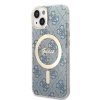 Zestaw Guess GUBPP14MH4EACSB Case+ Charger iPhone 14 Plus / 15 Plus 6.7 niebieski/blue hard case 4G Print MagSafe