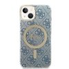 Zestaw Guess GUBPP14MH4EACSB Case+ Charger iPhone 14 Plus / 15 Plus 6.7 niebieski/blue hard case 4G Print MagSafe