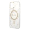 Zestaw Guess GUBPP14MHMEACSH Case+ Charger iPhone 14 Plus / 15 Plus 6.7 biały/white hard case Marble MagSafe