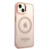 Guess GUHMP14MHTCMP iPhone 14 Plus / 15 Plus 6.7 różowy/pink hard case Gold Outline Translucent MagSafe
