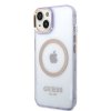 Guess GUHMP14SHTCMU iPhone 14 / 15 / 13 6.1 purpurowy/purple hard case Gold Outline Translucent MagSafe