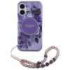Guess GUHMP16MHFWBRCESU iPhone 16 Plus 6.7 fioletowy/purple hardcase IML Flowers With Pearl Strap MagSafe