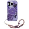 Guess GUHMP16XHFWBRCESU iPhone 16 ProMax 6.9 fioletowy/purple hardcase IML Flowers With Pearl Strap MagSafe