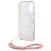 Guess GUHMP16SHCPOFPP iPhone 16 6.1 różowy/pink hardcase IML Flowers Allover Electro With Pearl Strap MagSafe