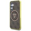 Etui Guess 4G Glitter Triangle Buttons   MagSafe do Samsung Galaxy S25 brązowy