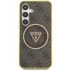 Etui Guess 4G Glitter Triangle Buttons   MagSafe do Samsung Galaxy S25 brązowy