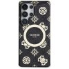 Etui Guess 4G Background Gold            Electroplated Peony Pattern MagSafe do Samsung Galaxy S25 Ultra czarny