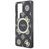 Etui Guess 4G Background Gold            Electroplated Peony Pattern MagSafe do Samsung Galaxy S25 Ultra czarny