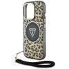 Etui Guess HC IML Leopard Triangle Cord  Strap do iPhone 16 Pro MagSafe brązowy